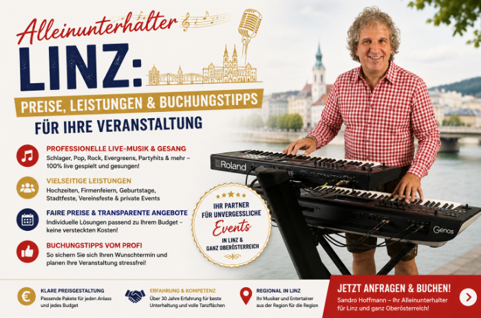 Sandro Hoffmann als professioneller Alleinunterhalter mit Live-Musik für Veranstaltungen in Linz.
