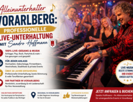 Sandro Hoffmann als professioneller Alleinunterhalter mit Live-Musik und Gesang für Veranstaltungen in Vorarlberg.