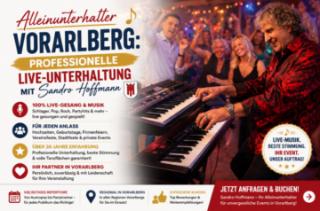 Sandro Hoffmann als professioneller Alleinunterhalter mit Live-Musik und Gesang für Veranstaltungen in Vorarlberg.