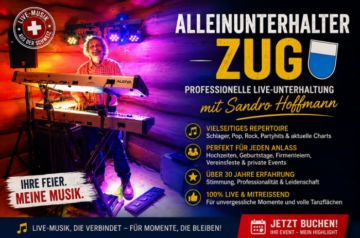 Sandro Hoffmann als professioneller Alleinunterhalter bei einer Live-Veranstaltung in Zug.