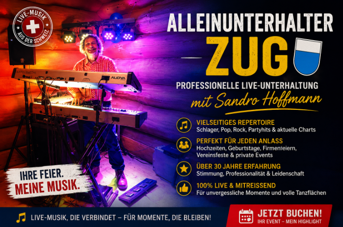 Sandro Hoffmann als professioneller Alleinunterhalter bei einer Live-Veranstaltung in Zug.