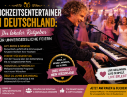 Sandro Hoffmann als professioneller Hochzeitsentertainer mit Live-Musik und Gesang auf einer Hochzeit in Deutschland.