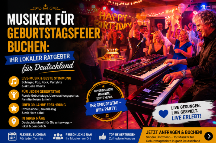 Sandro Hoffmann als professioneller Musiker für Geburtstagsfeiern mit Live-Musik und bester Stimmung in Deutschland.