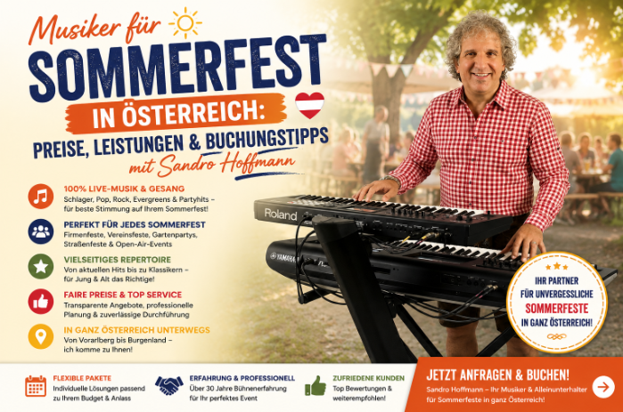 Sandro Hoffmann als professioneller Musiker für Sommerfeste mit Live-Musik und Gesang in Österreich.