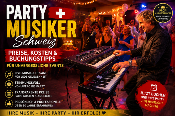 Sandro Hoffmann als professioneller Party Musiker und Alleinunterhalter auf einer Geburtstagsfeier in der Schweiz.