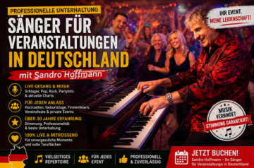 Sandro Hoffmann als professioneller Sänger für Veranstaltungen, Firmenfeiern, Hochzeiten und private Events in Deutschland.