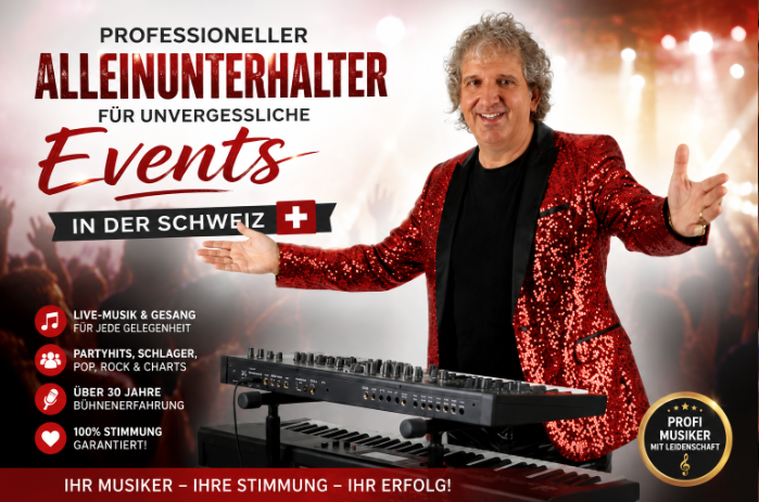 Sandro Hoffmann als professioneller Alleinunterhalter für unvergessliche Events und Feiern in der Schweiz.