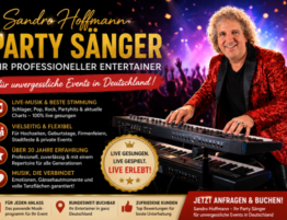 Sandro Hoffmann als professioneller Party Sänger und Entertainer für Hochzeiten, Firmenfeiern und private Events in Deutschland.