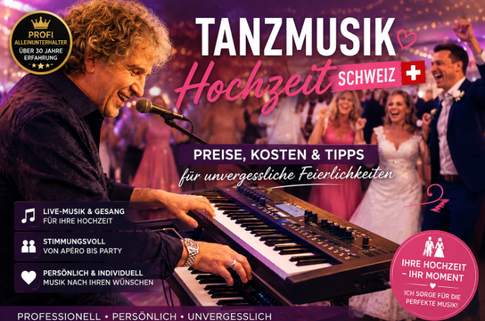 Sandro Hoffmann sorgt als professioneller Hochzeitsmusiker und Alleinunterhalter für Tanzmusik auf einer Hochzeit in der Schweiz.