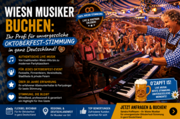 Sandro Hoffmann als professioneller Wiesn Musiker mit Live-Musik und Oktoberfest-Stimmung in Deutschland.