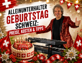 Sandro Hoffmann als Alleinunterhalter und Live-Musiker bei einer Geburtstagsfeier in der Schweiz mit Schweizer Dekoration
