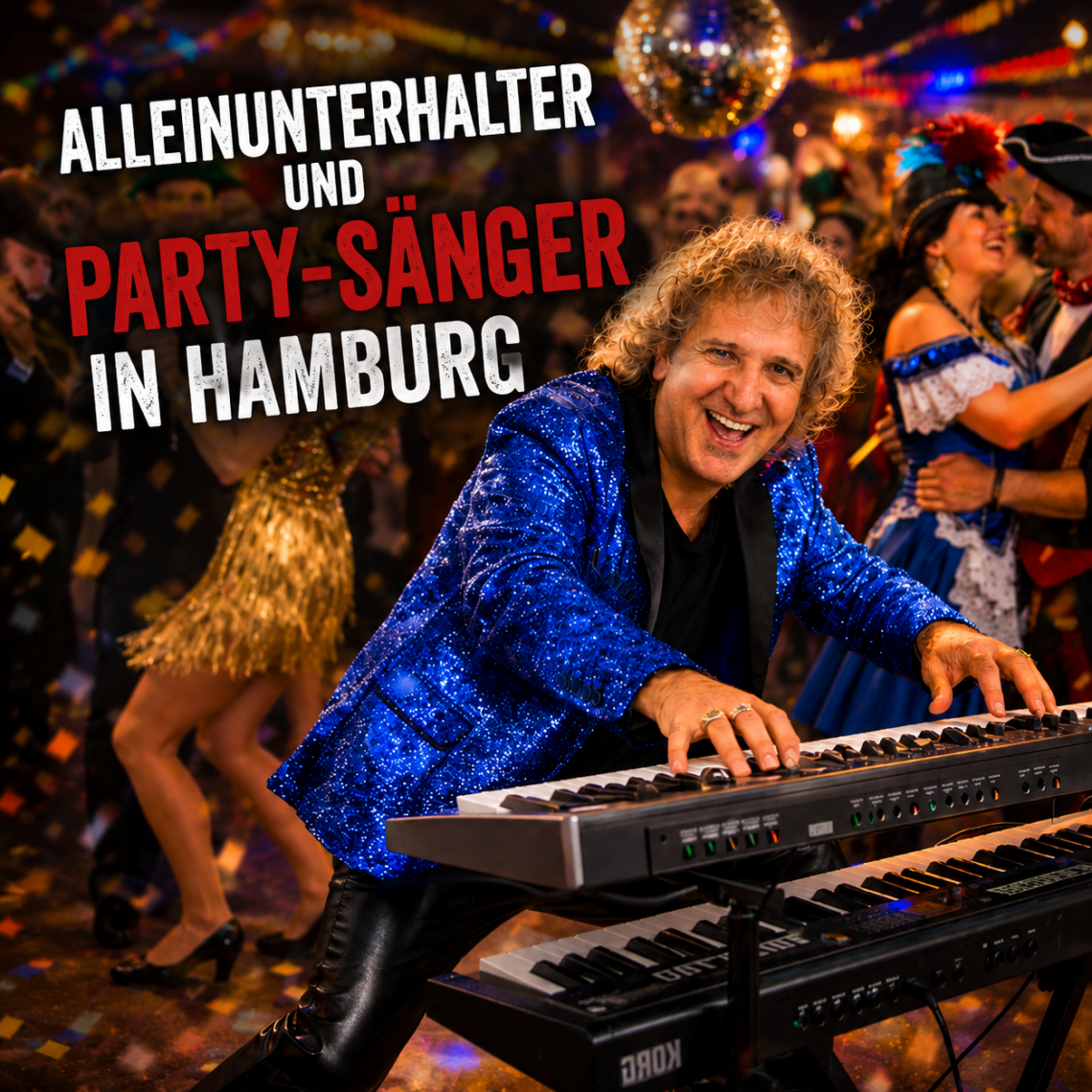 Alleinunterhalter und Party-Sänger in Hamburg bei einer ausgelassenen Party mit Live-Musik
