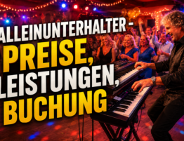 Sandro Hoffmann als Alleinunterhalter und Live-Musiker am Keyboard bei einer ausgelassenen Feier