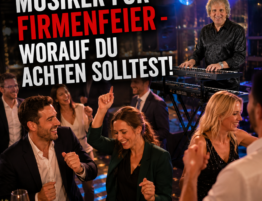 Musiker für Firmenfeier mit tanzenden Gästen bei einer stimmungsvollen Firmenparty