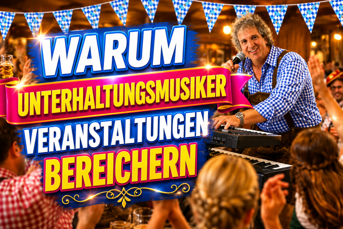 Sandro Hoffmann als Unterhaltungsmusiker und Live-Musiker am Keyboard bei einer ausgelassenen Veranstaltung mit begeistertem Publikum