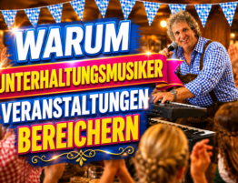 Sandro Hoffmann als Unterhaltungsmusiker und Live-Musiker am Keyboard bei einer ausgelassenen Veranstaltung mit begeistertem Publikum
