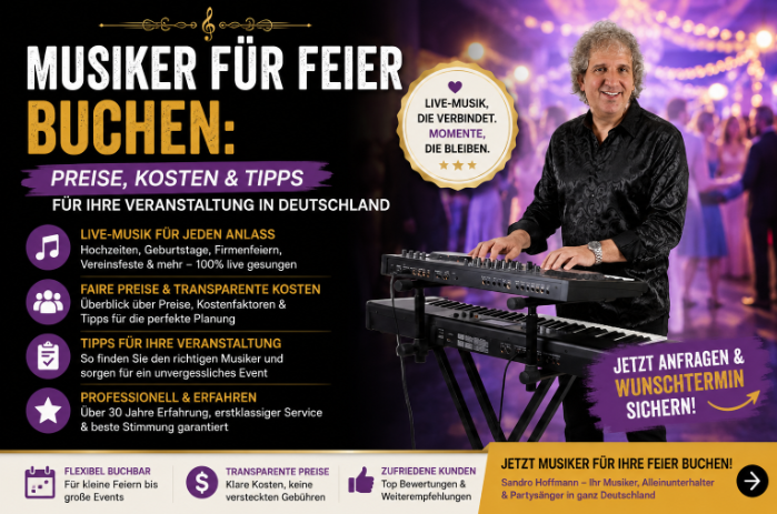 Sandro Hoffmann als professioneller Musiker für Feiern mit Live-Musik und Unterhaltung in Deutschland.