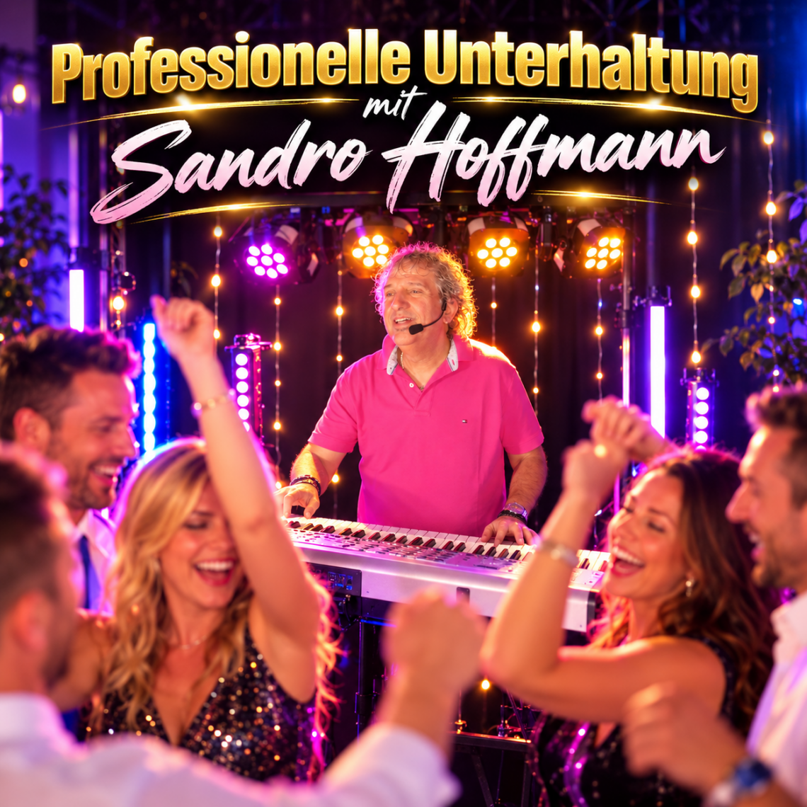 Sandro Hoffmann als Musiker bei einer ausgelassenen Party mit tanzenden Gästen