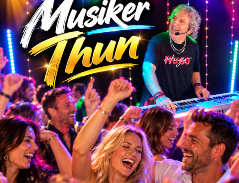 Musiker in Thun bei einer ausgelassenen Party mit tanzenden und feiernden Gästen