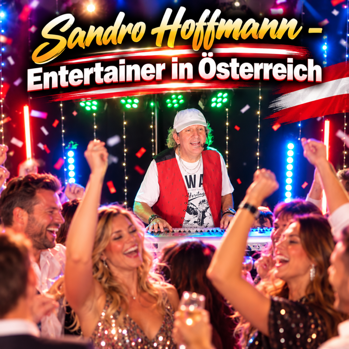 Sandro Hoffmann als Entertainer in Österreich bei einer ausgelassenen Party mit tanzenden Gästen