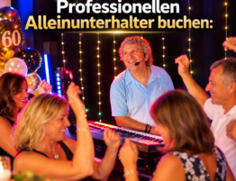 Professioneller Alleinunterhalter bei einer privaten Geburtstagsfeier in Deutschland mit tanzenden Gästen