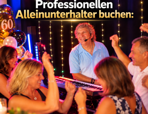 Professioneller Alleinunterhalter bei einer privaten Geburtstagsfeier in Deutschland mit tanzenden Gästen
